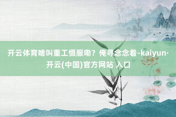 开云体育啥叫重工慑服嘞？俺寻念念着-kaiyun·开云(中国)官方网站 入口