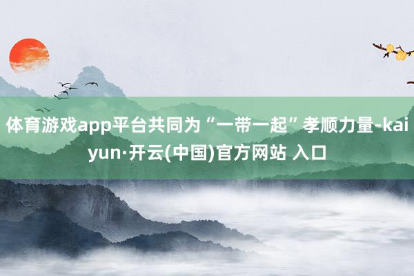 体育游戏app平台共同为“一带一起”孝顺力量-kaiyun·开云(中国)官方网站 入口