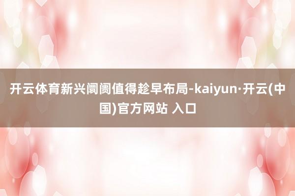 开云体育新兴阛阓值得趁早布局-kaiyun·开云(中国)官方网站 入口